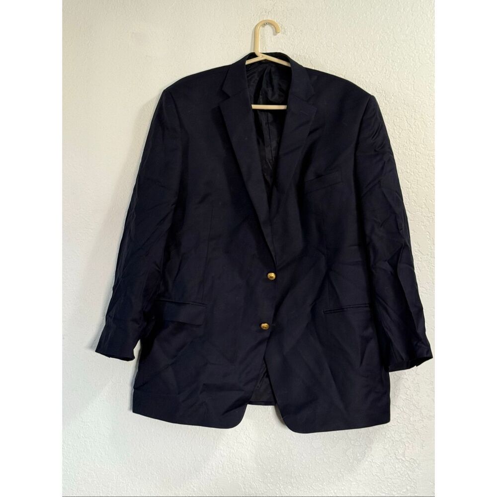 LAUREN Ralph Lauren 46L Navy Equestrian Gold Button SPORT COAT Jacket Blazer